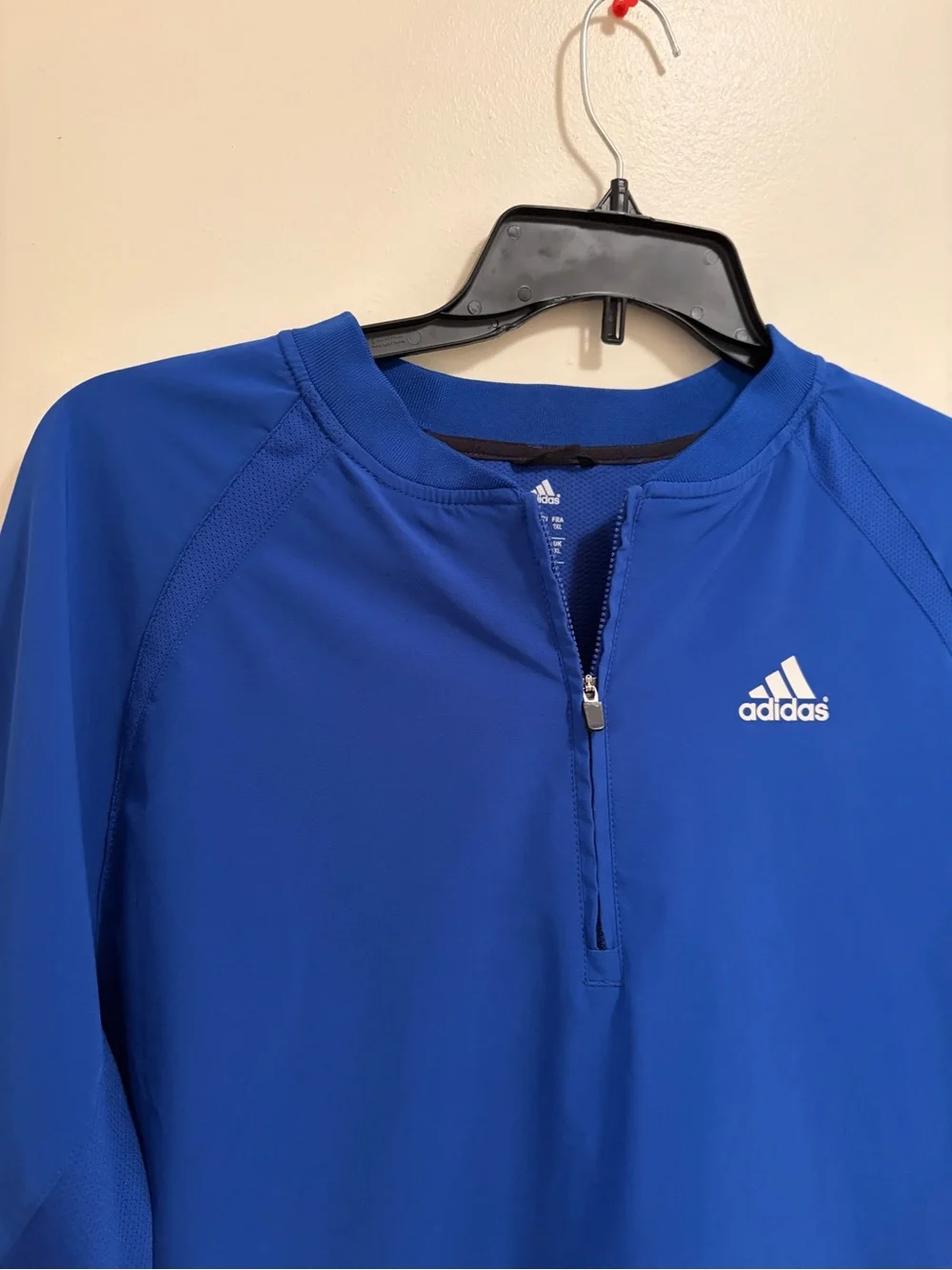 adidas Men's Bright Blue Short Sleeve Half-Zip Performance Windbreaker